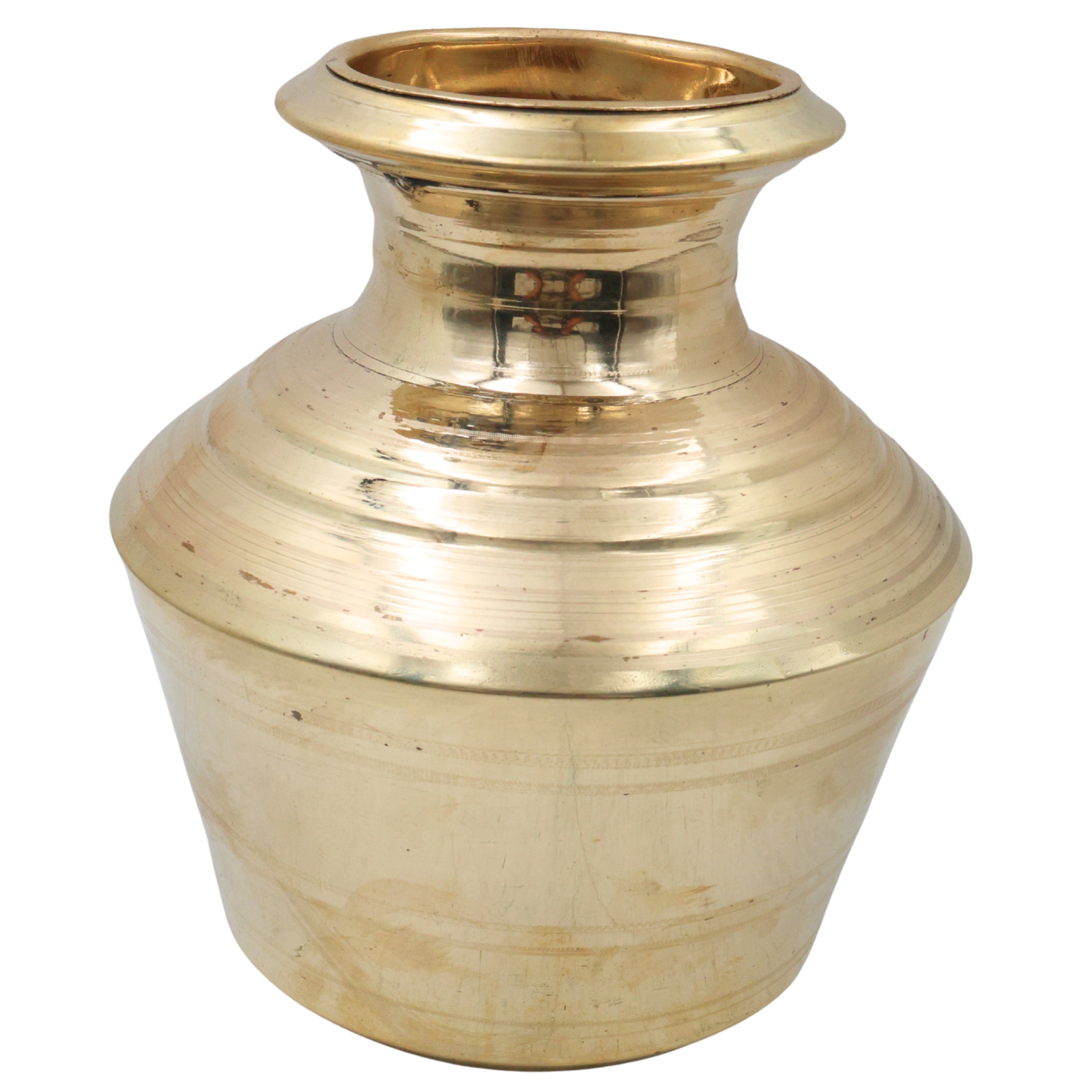 Kalash Water Pot Kamandalu Kumbha Jal Patra Purna Kalasha Mangala Kalash Panchaloha Brass Ritual Vessel Puja Kalasam Temple Kumbham Teertha Patra Ghata Lota Abhishekam Kalash Hindu Puja Vessel , Gold, 10 Inch, 1 Piece