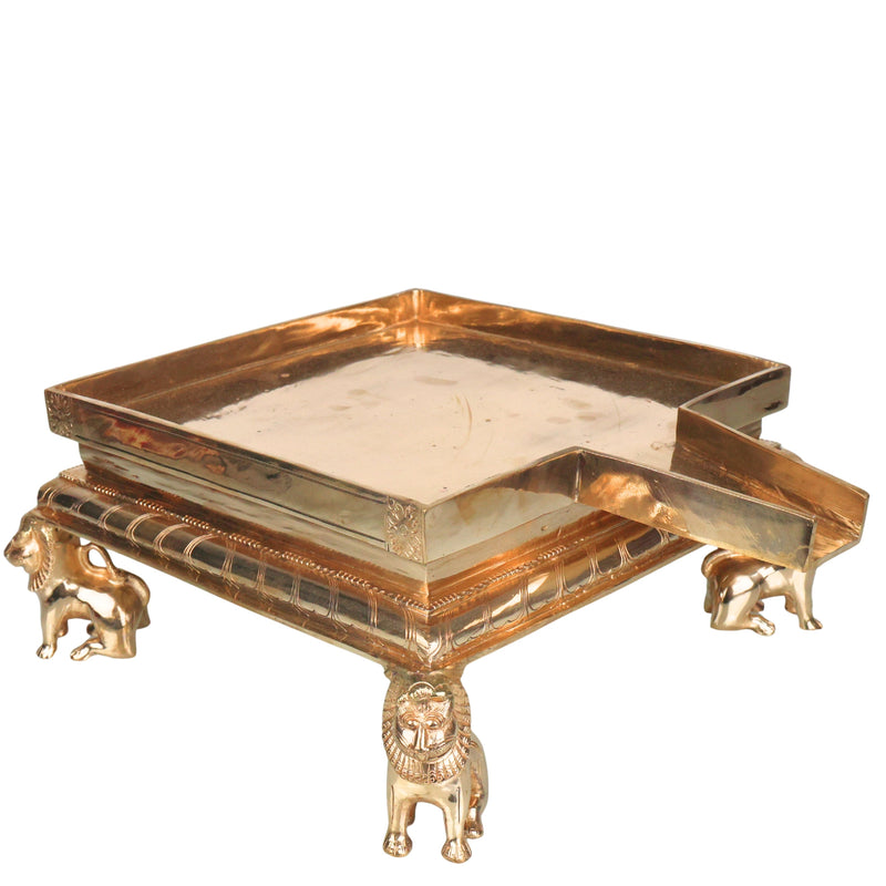 Bronze Abhishek Patra Lingabhishekam Vessel Rudrabhishek Abhishekam Patra Kansya Kanchu Traditional Puja Patra for Shiva Temple Abhishekam Rituals, Gold, 7 Inch, 1 Piece