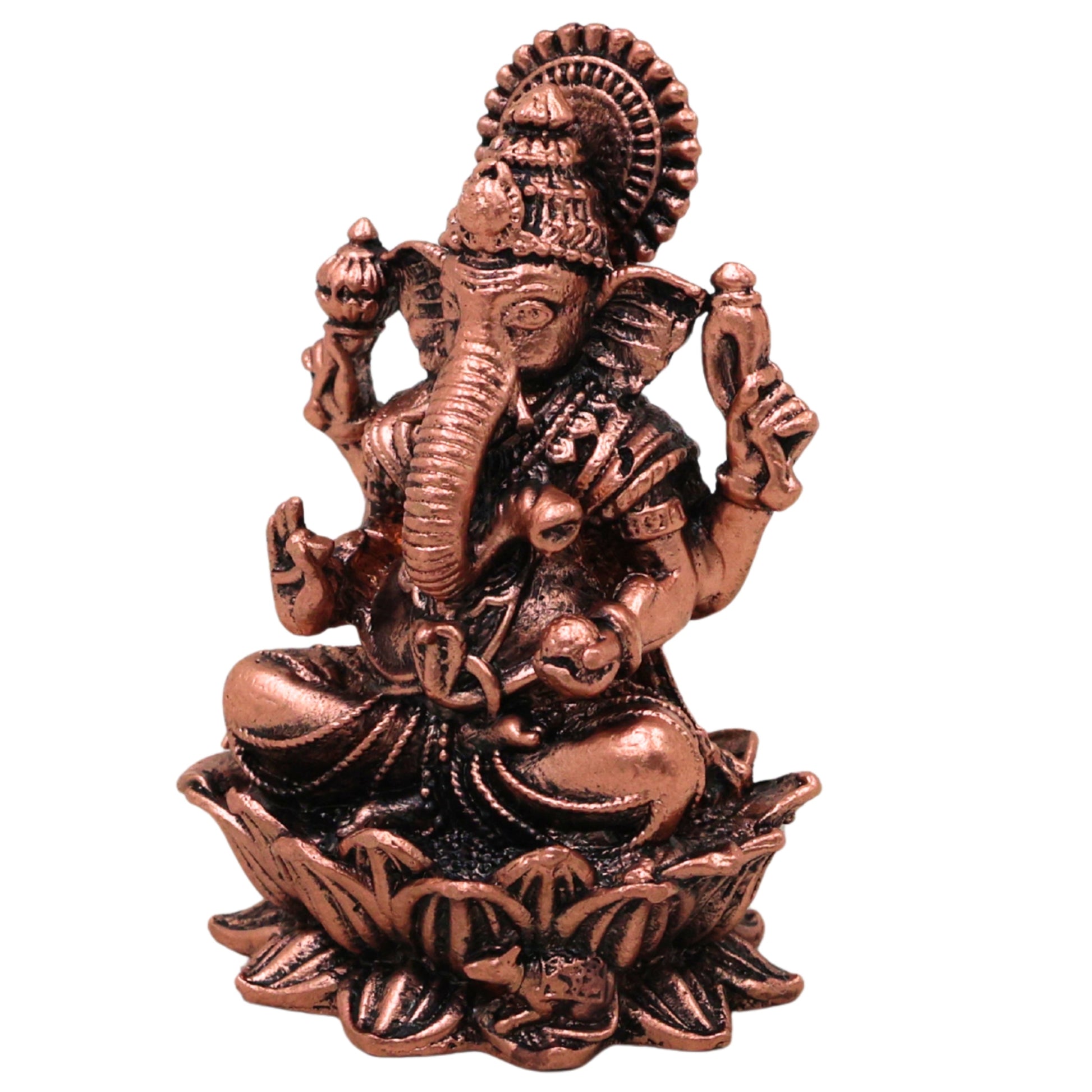 Copper Ganesh Idol, Tamra Ganapati Vinayaka Pillaiyar Gajanana Vighneshwar Murti Ganapati Sculpture for Puja Mandir Home Decor Gift Statue, Brown, 2.5 Inch, 1 Piece