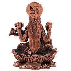 Copper Saraswati Idol Tamra Saraswathi Murti Sharada Bharati Vagdevi Hamsavahini Veena Vadini Vidya Devi Vigraha for Puja Mandir Home Decor Gift Statue Sculpture, Brown, 2 Inch, 1 Piece