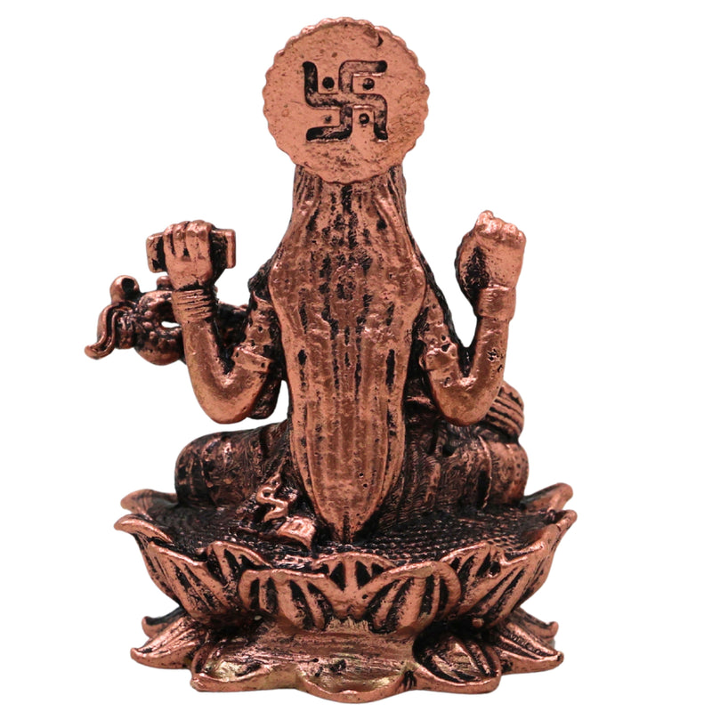 Copper Saraswati Idol Tamra Saraswathi Murti Sharada Bharati Vagdevi Hamsavahini Veena Vadini Vidya Devi Vigraha for Puja Mandir Home Decor Gift Statue Sculpture, Brown, 2 Inch, 1 Piece