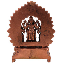Copper Vishnu Parivar Idol Lakshmi Narayan Bhudevi Murti Sriman Narayana Perumal Sri Devi Bhu Devi Tamra Narayana Family Vigraha for Puja Mandir Home Decor Gift Sculpture Statue, Brown, 3 Inch, 1 Piece