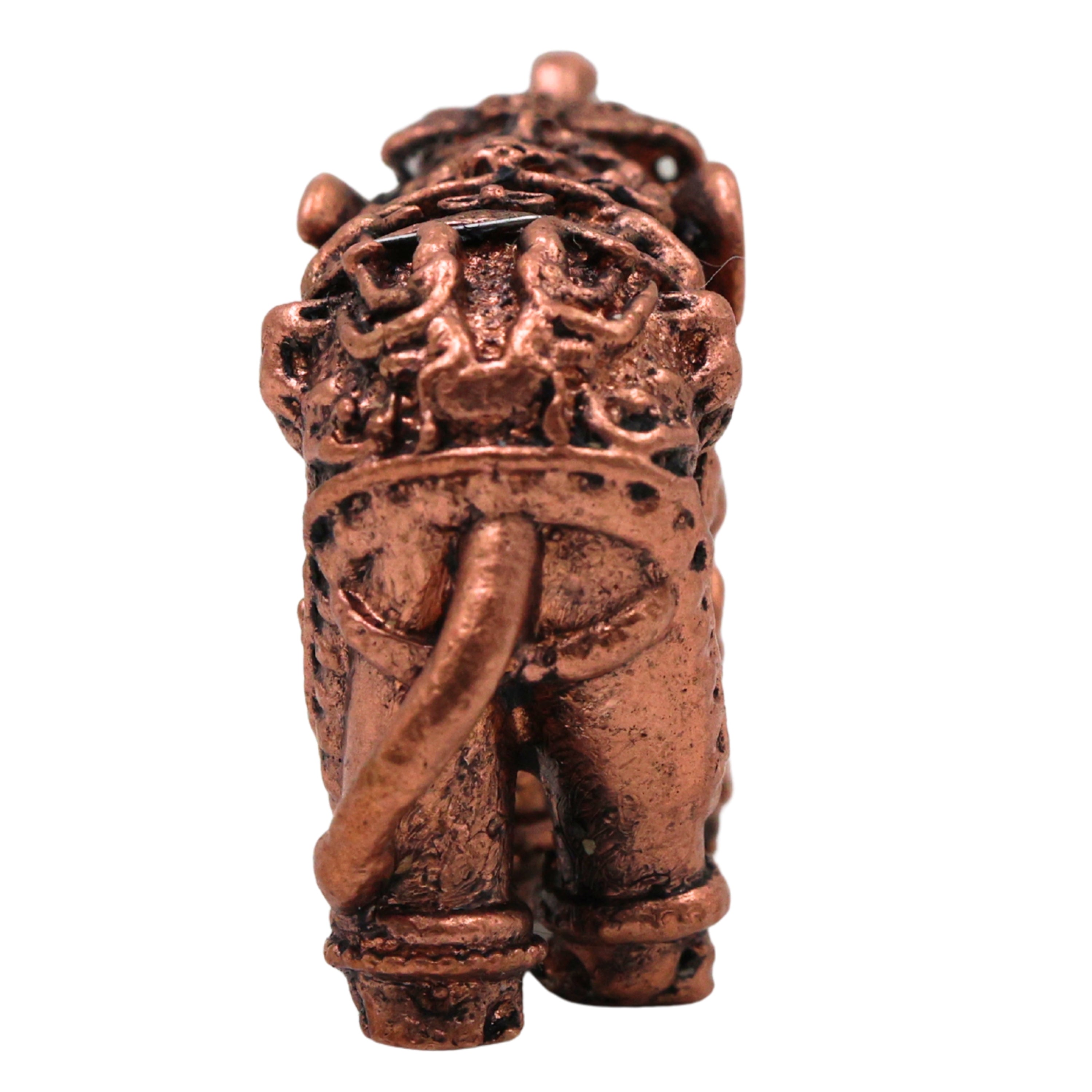 Copper Elephant Idol Tamra Gaja Hasti Kari Kunjar Airavata Gajendra Decorative Statue for Puja Mandir Vastu Home Decor Gift Murti Vigraha, Brown, 1 Inch, 1 Piece