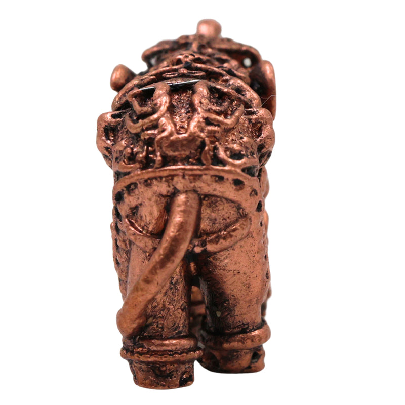 Copper Elephant Idol Tamra Gaja Hasti Kari Kunjar Airavata Gajendra Decorative Statue for Puja Mandir Vastu Home Decor Gift Murti Vigraha, Brown, 1 Inch, 1 Piece