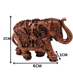 Copper Elephant Idol Tamra Gaja Hasti Kari Kunjar Airavata Gajendra Decorative Statue for Puja Mandir Vastu Home Decor Gift Murti Vigraha, Brown, 1 Inch, 1 Piece