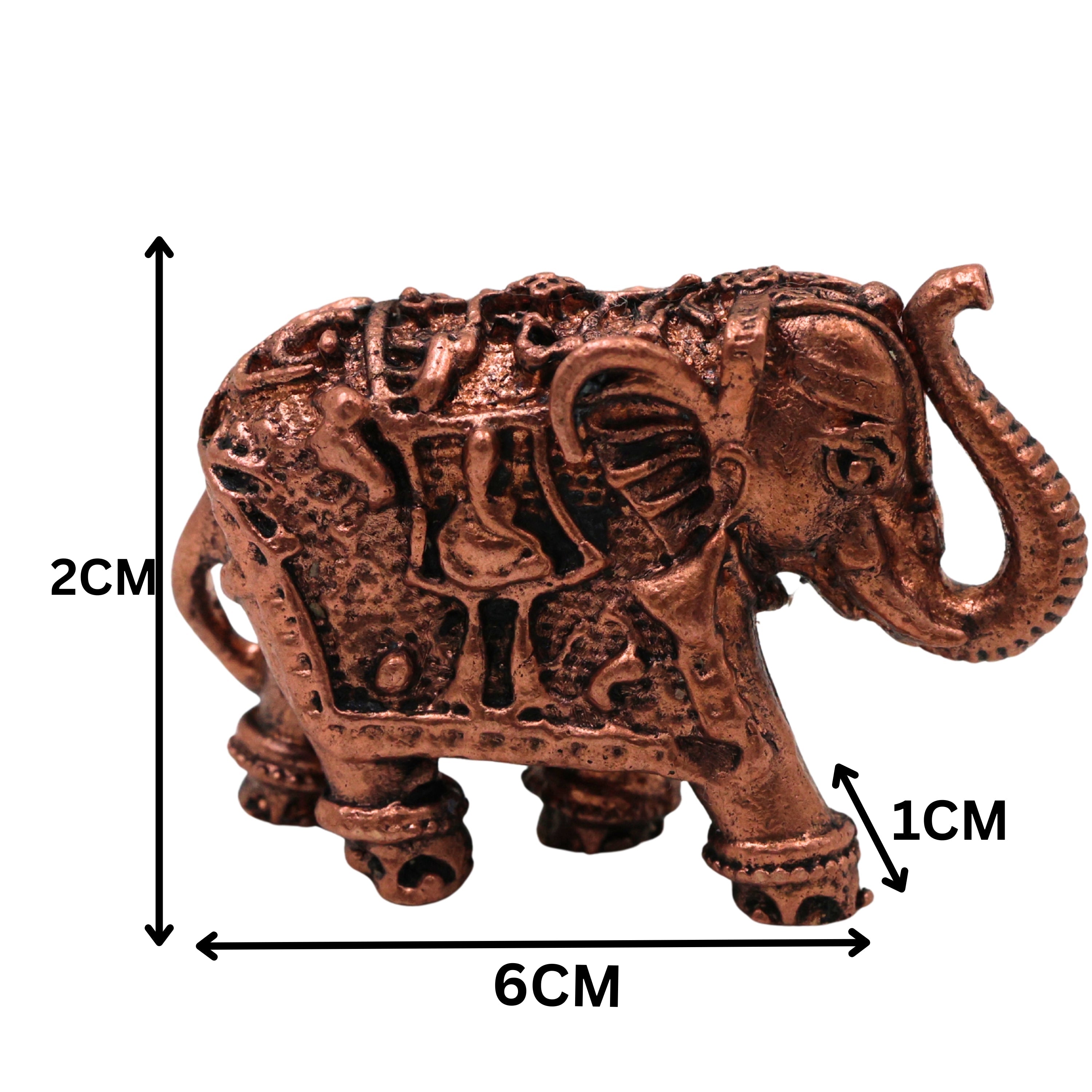 Copper Elephant Idol Tamra Gaja Hasti Kari Kunjar Airavata Gajendra Decorative Statue for Puja Mandir Vastu Home Decor Gift Murti Vigraha, Brown, 1 Inch, 1 Piece