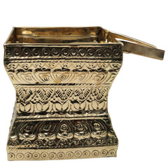 Brass Abhishek Patra Soma suthra for Shivling Abhishekam Lingabhishekam Rudrabhishek Puja Vessel Pital Peetal Hittale Abhisheka Patram Kalasam Temple Kalasha Lota Mandir Pooja Patra, Gold, 8.5 Inch, 1 Piece