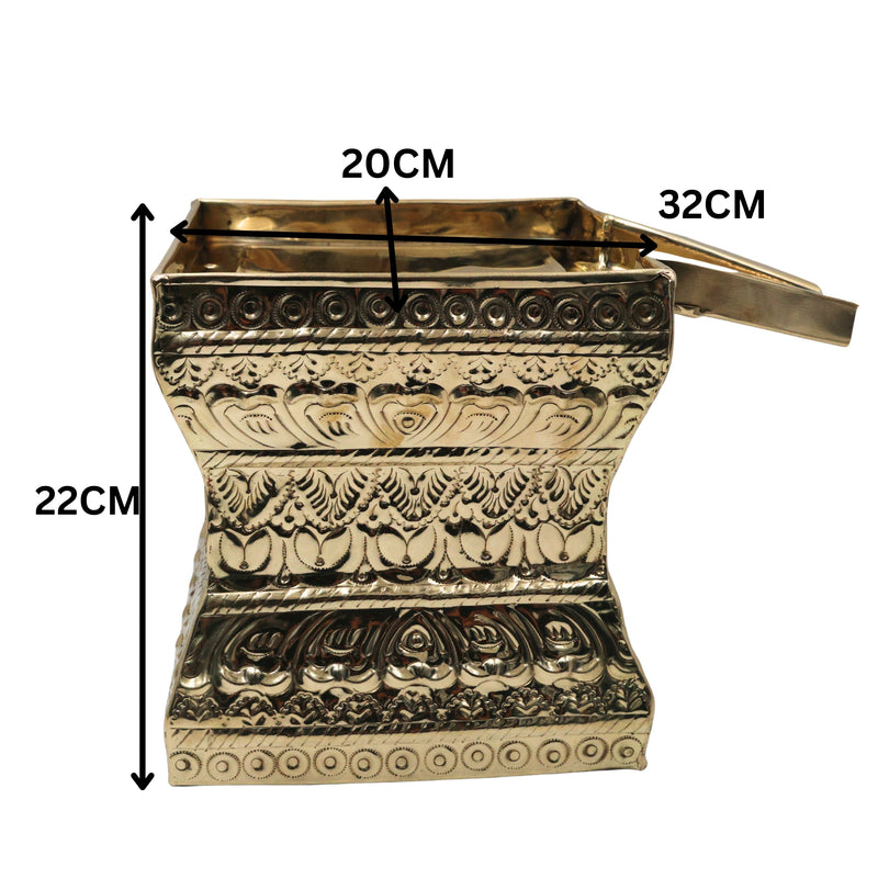 Brass Abhishek Patra Soma suthra for Shivling Abhishekam Lingabhishekam Rudrabhishek Puja Vessel Pital Peetal Hittale Abhisheka Patram Kalasam Temple Kalasha Lota Mandir Pooja Patra, Gold, 8.5 Inch, 1 Piece