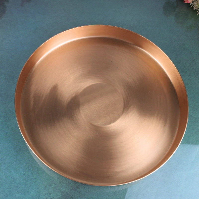 Kansa Plate Bronze Dinner Thali Kansya Kamsya Bell Metal Bhojan Plate Traditional Ayurvedic Dining Plate Kanchu Pittalai Chembu Tambadhatu Bhojan Thali Handcrafted Indian Dining Plate, Gold, 11.42 inch, 1 Piece