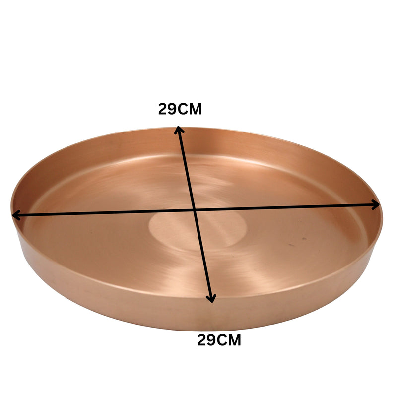 Kansa Plate Bronze Dinner Thali Kansya Kamsya Bell Metal Bhojan Plate Traditional Ayurvedic Dining Plate Kanchu Pittalai Chembu Tambadhatu Bhojan Thali Handcrafted Indian Dining Plate, Gold, 11.42 inch, 1 Piece