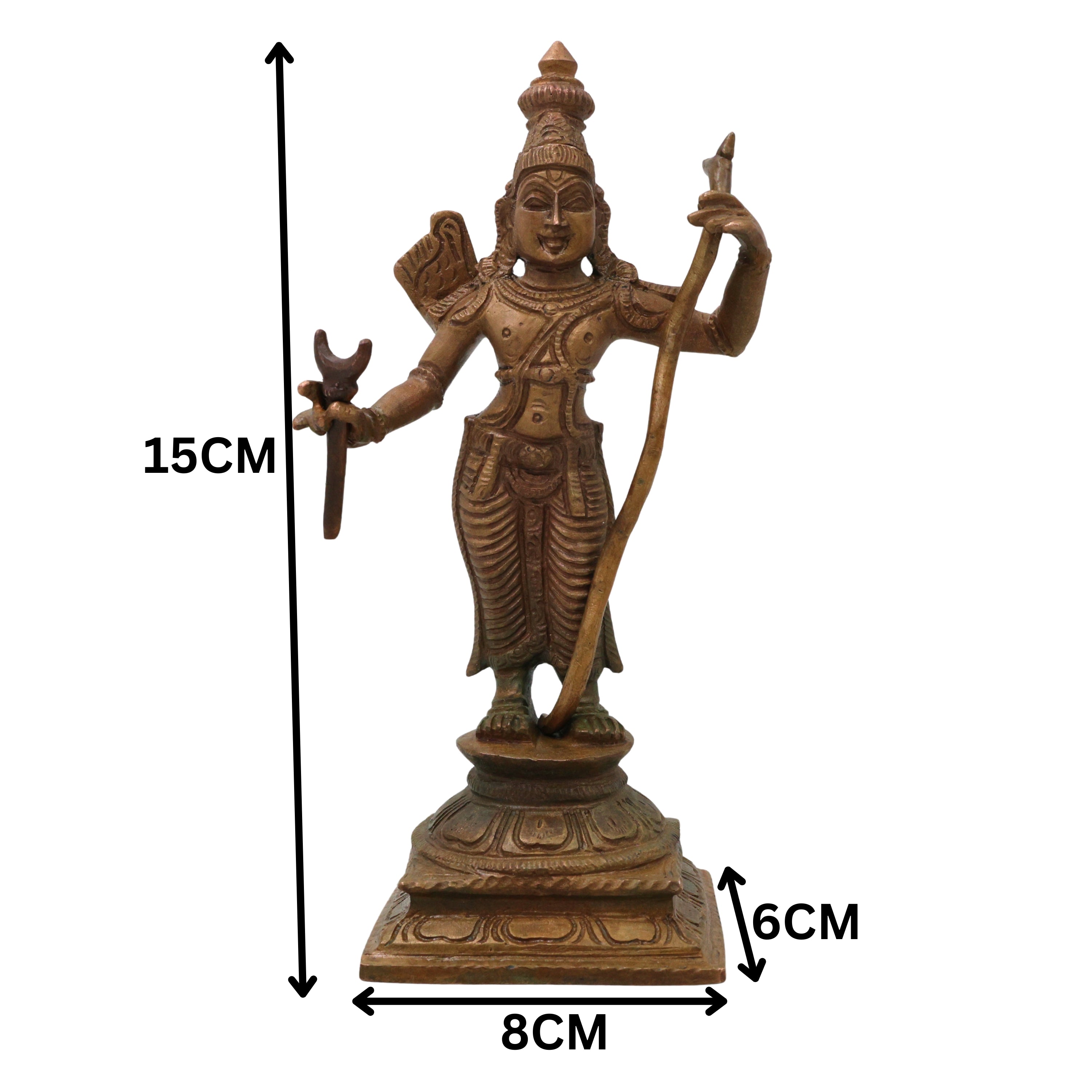 Bronze Sri Rama Darbar Idol, Ram Parivar Sita Ram Lakshman Hanuman Murti, Brown, 6 Inch, 1 Piece