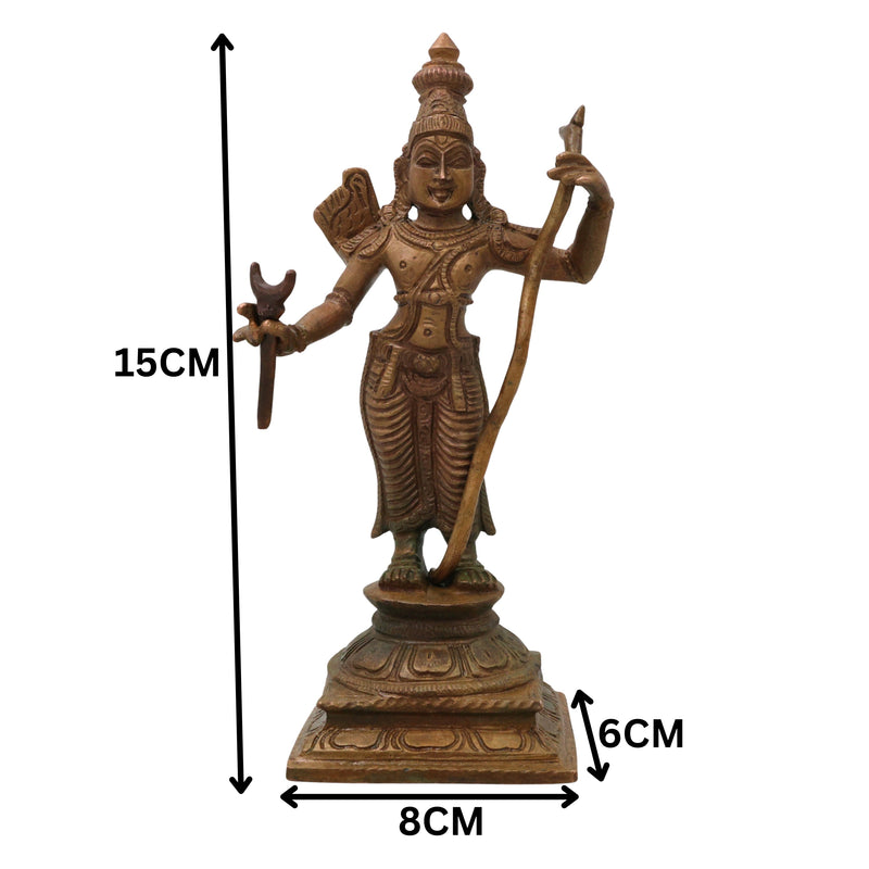Bronze Sri Rama Darbar Idol, Ram Parivar Sita Ram Lakshman Hanuman Murti, Brown, 6 Inch, 1 Piece
