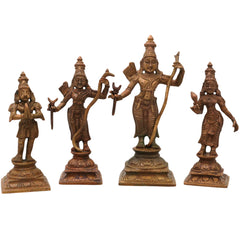 Bronze Sri Rama Darbar Idol, Ram Parivar Sita Ram Lakshman Hanuman Murti, Brown, 6 Inch, 1 Piece