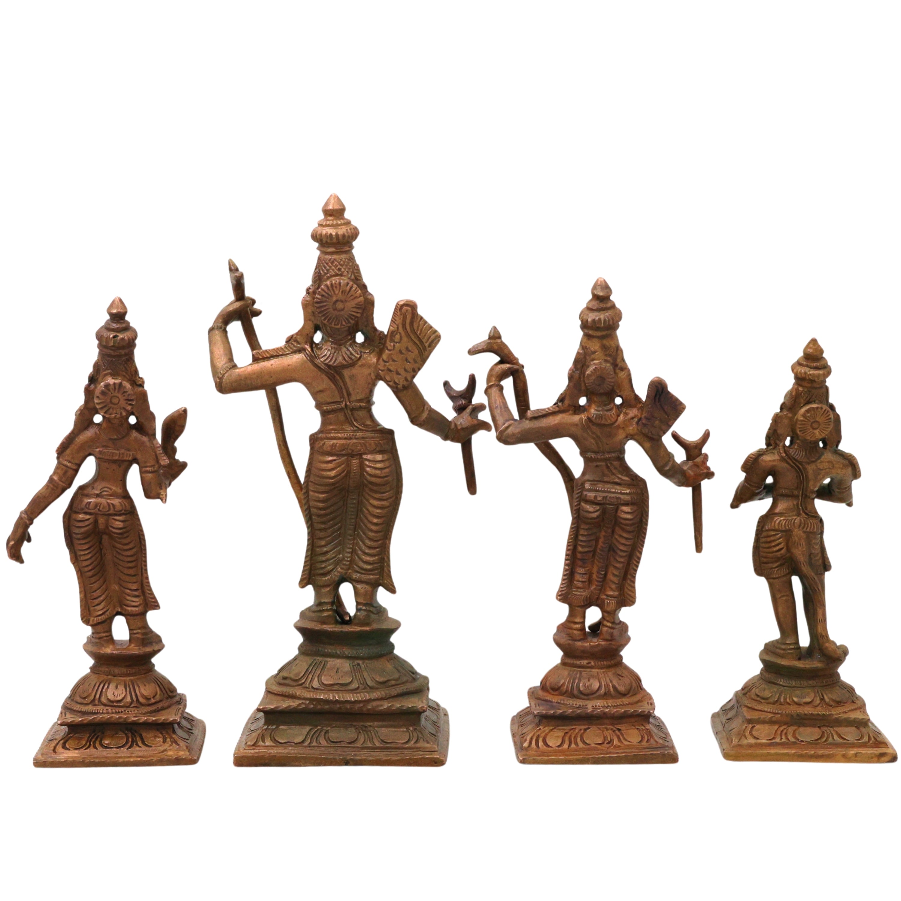 Bronze Sri Rama Darbar Idol, Ram Parivar Sita Ram Lakshman Hanuman Murti, Brown, 6 Inch, 1 Piece