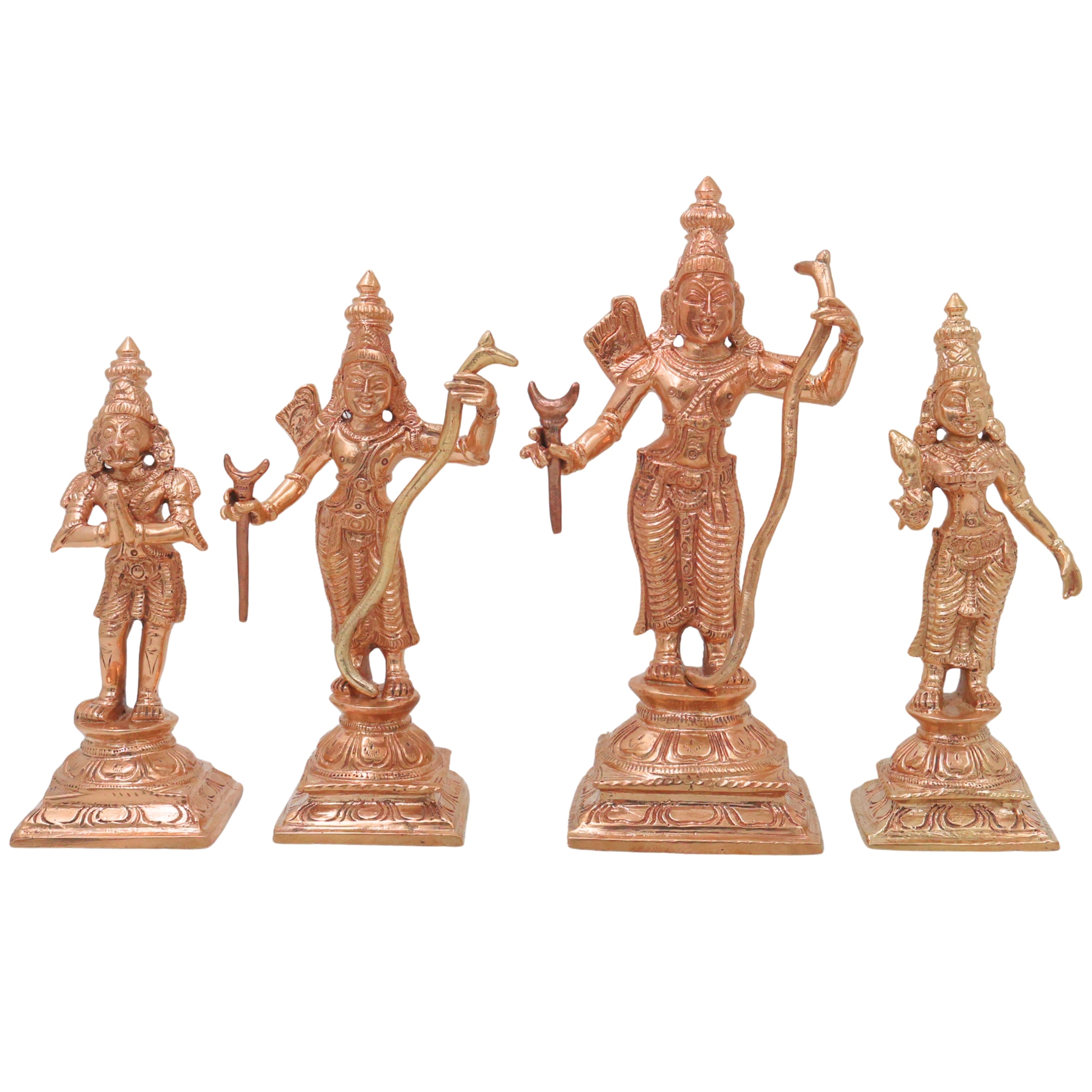 Bronze Rama Darbar  Idol, Shri Ram Parivar Murti with Sita Lakshman Hanuman, Gold, 6.5 Inch, 1 Piece