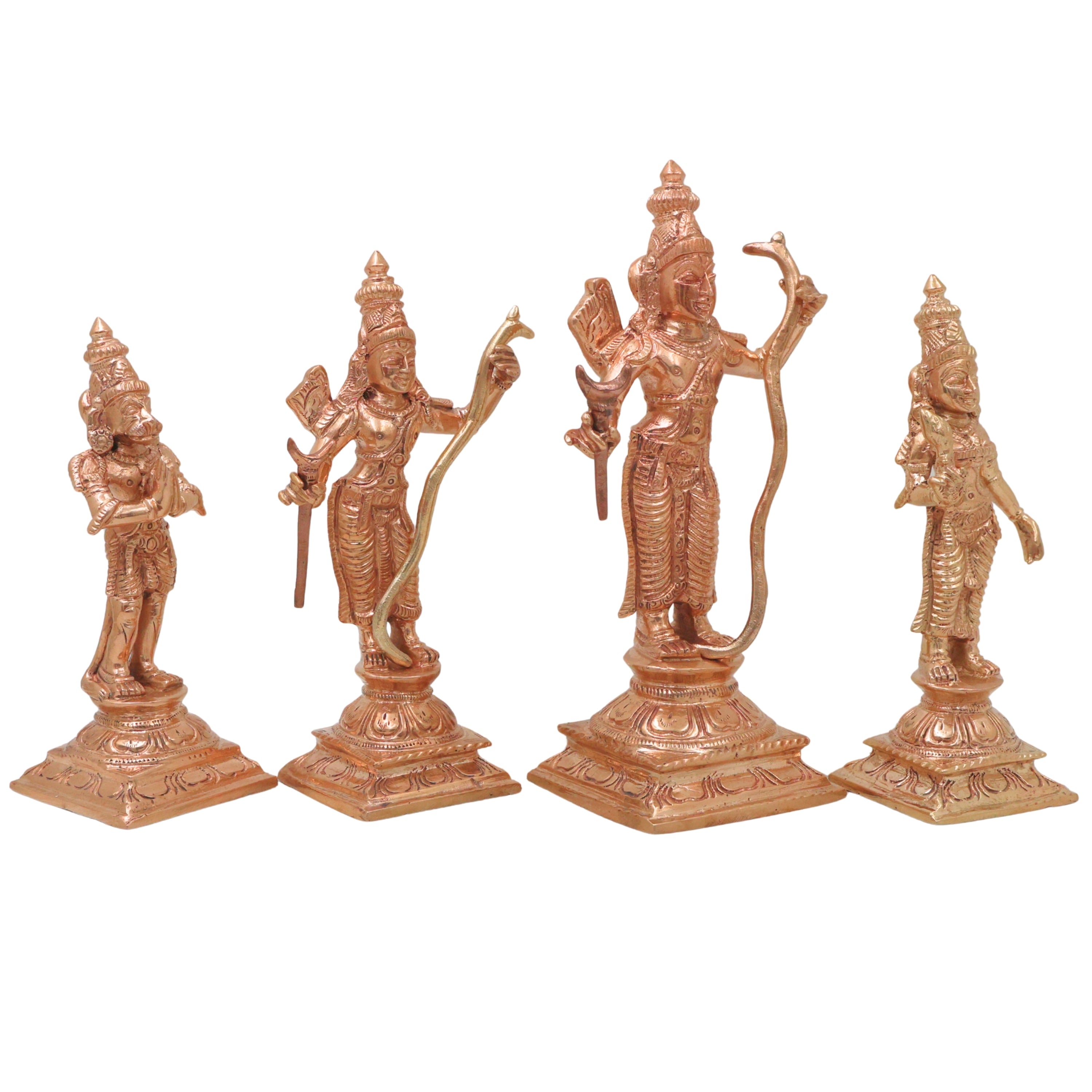 Bronze Rama Darbar  Idol, Shri Ram Parivar Murti with Sita Lakshman Hanuman, Gold, 6.5 Inch, 1 Piece