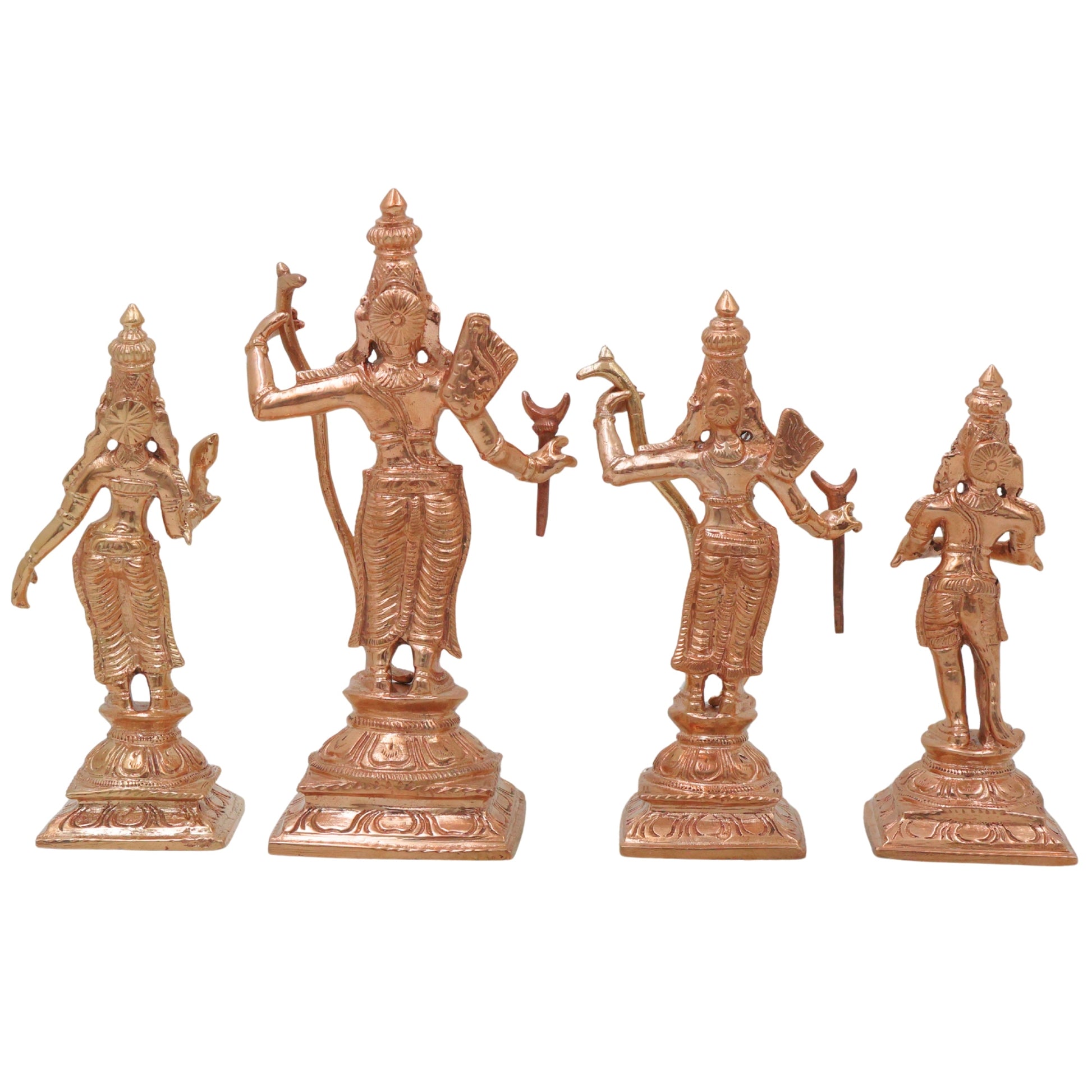 Bronze Rama Darbar  Idol, Shri Ram Parivar Murti with Sita Lakshman Hanuman, Gold, 6.5 Inch, 1 Piece