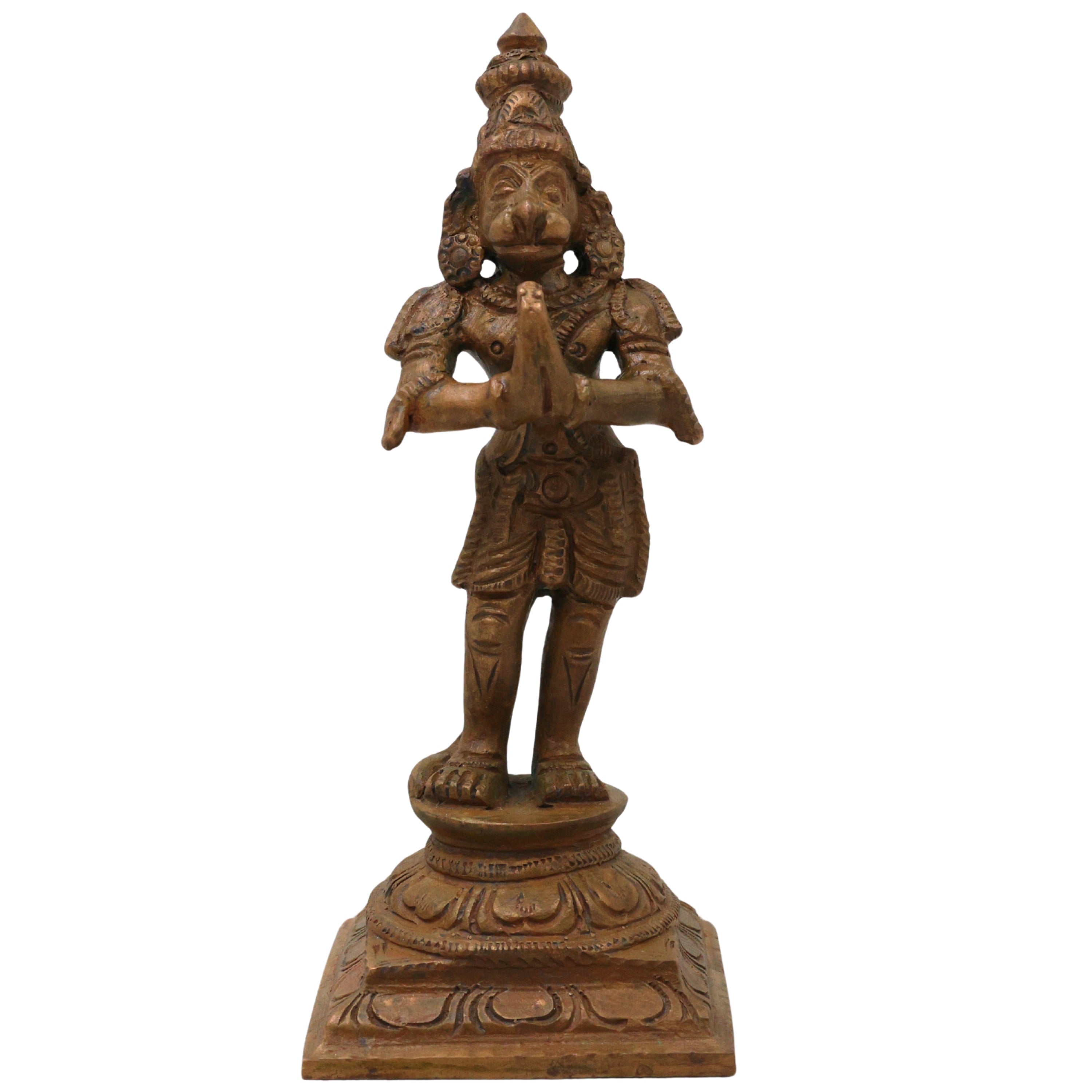 Bronze Hanuman Idol Anjaneya Bajrangbali Maruti Sankat Mochan Ram Bhakt Hanuman Statue, Brown, 4.5 Inch, 1 Piece