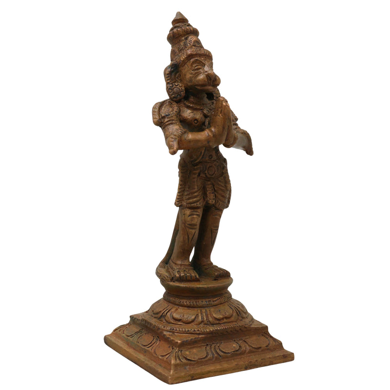 Bronze Hanuman Idol Anjaneya Bajrangbali Maruti Sankat Mochan Ram Bhakt Hanuman Statue, Brown, 4.5 Inch, 1 Piece
