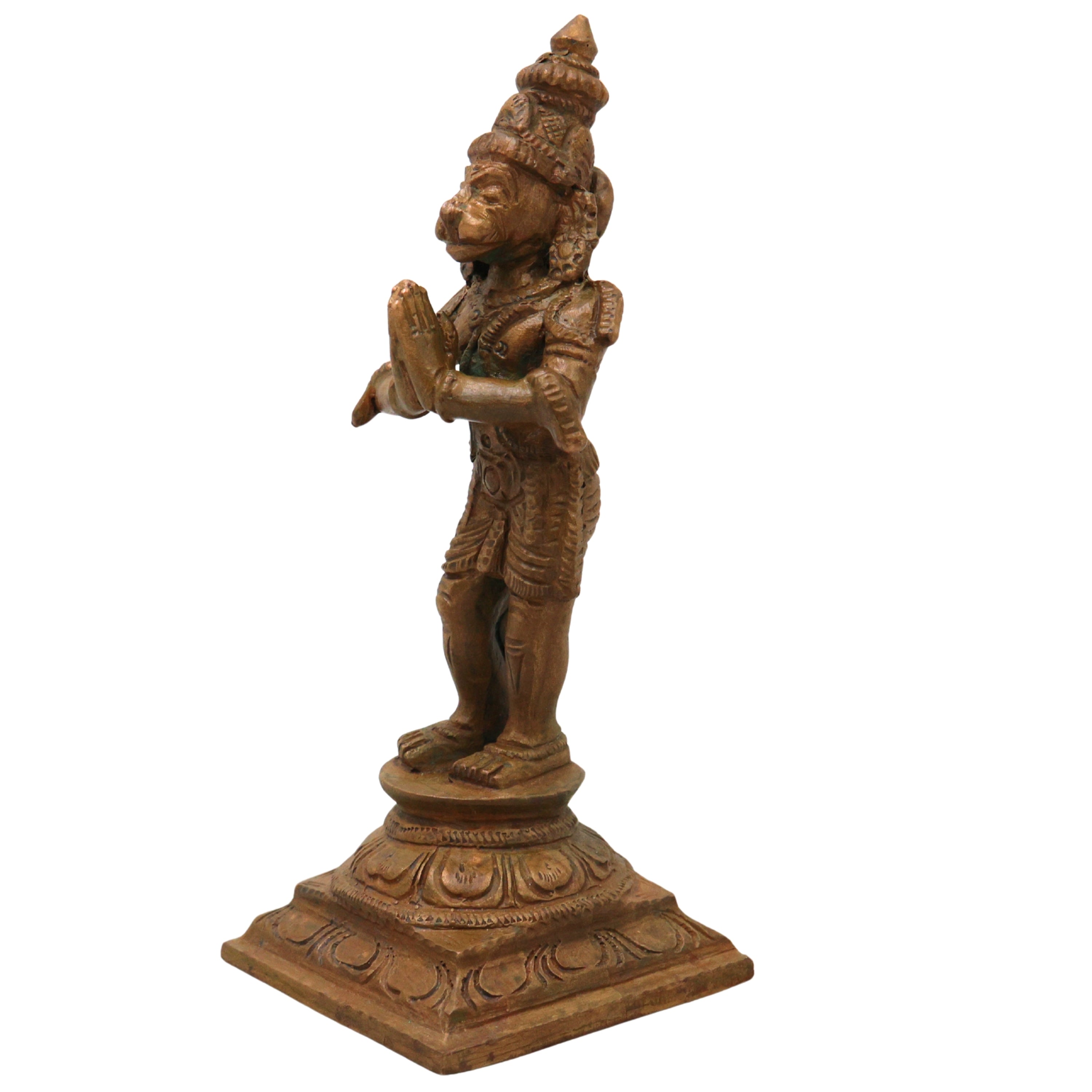 Bronze Hanuman Idol Anjaneya Bajrangbali Maruti Sankat Mochan Ram Bhakt Hanuman Statue, Brown, 4.5 Inch, 1 Piece