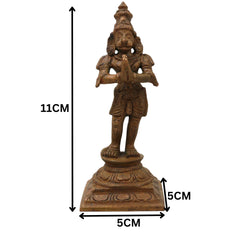 Bronze Hanuman Idol Anjaneya Bajrangbali Maruti Sankat Mochan Ram Bhakt Hanuman Statue, Brown, 4.5 Inch, 1 Piece