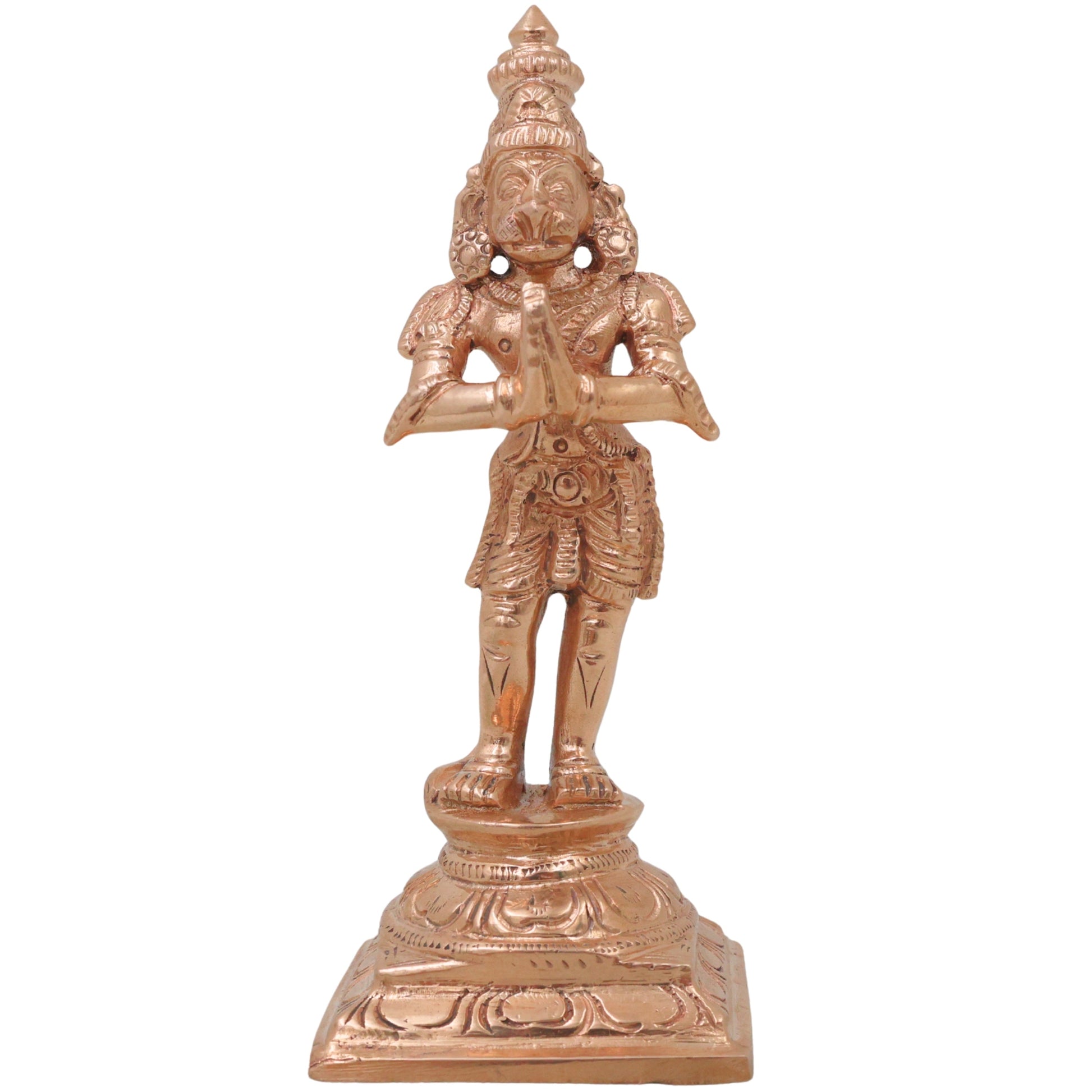 Bronze Hanuman Idol, Bajrangbali Anjaneya Maruti Mahaveer Pavansut Ram Bhakt Hanuman Murti, Gold, 4.5 Inch, 1 Piece