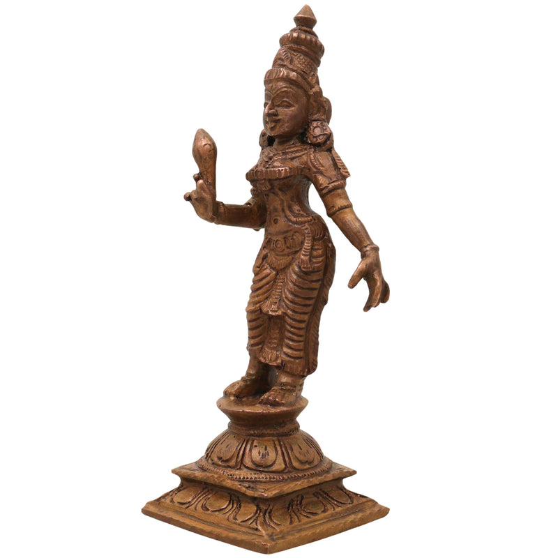 Bronze Sridevi Mahalakshmi Idol Sri Lakshmi Thayar Tirumagal Kamala Padmavati Chola Art Statue, Brown, 4.5 Inch, 1 Piece