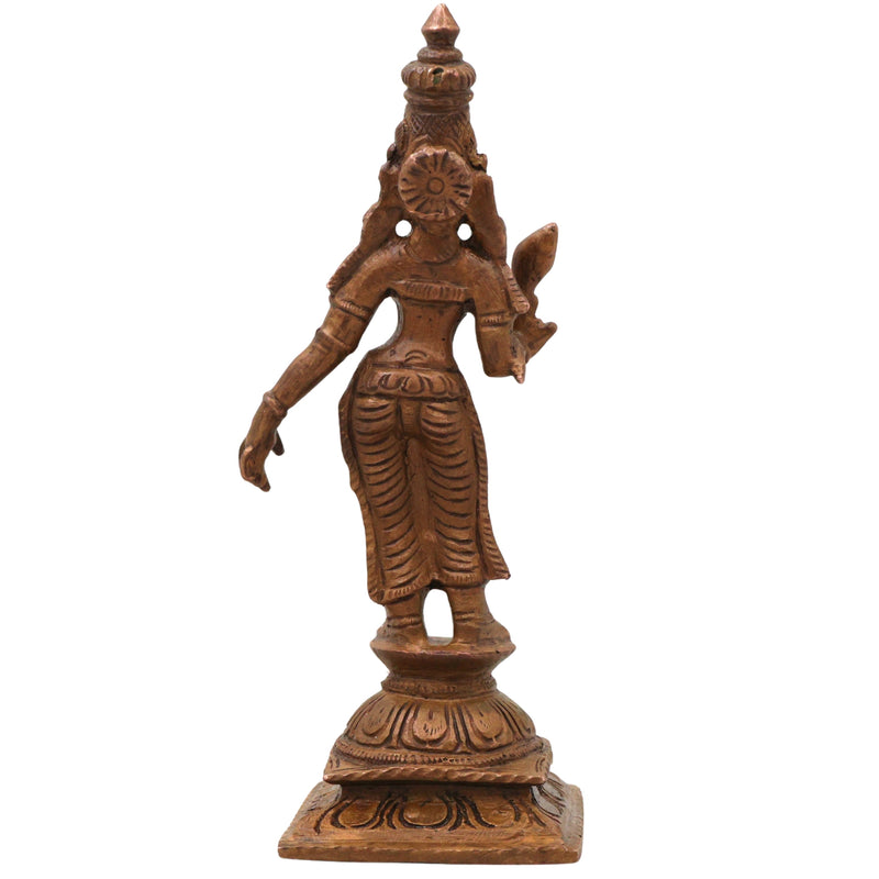 Bronze Sridevi Mahalakshmi Idol Sri Lakshmi Thayar Tirumagal Kamala Padmavati Chola Art Statue, Brown, 4.5 Inch, 1 Piece