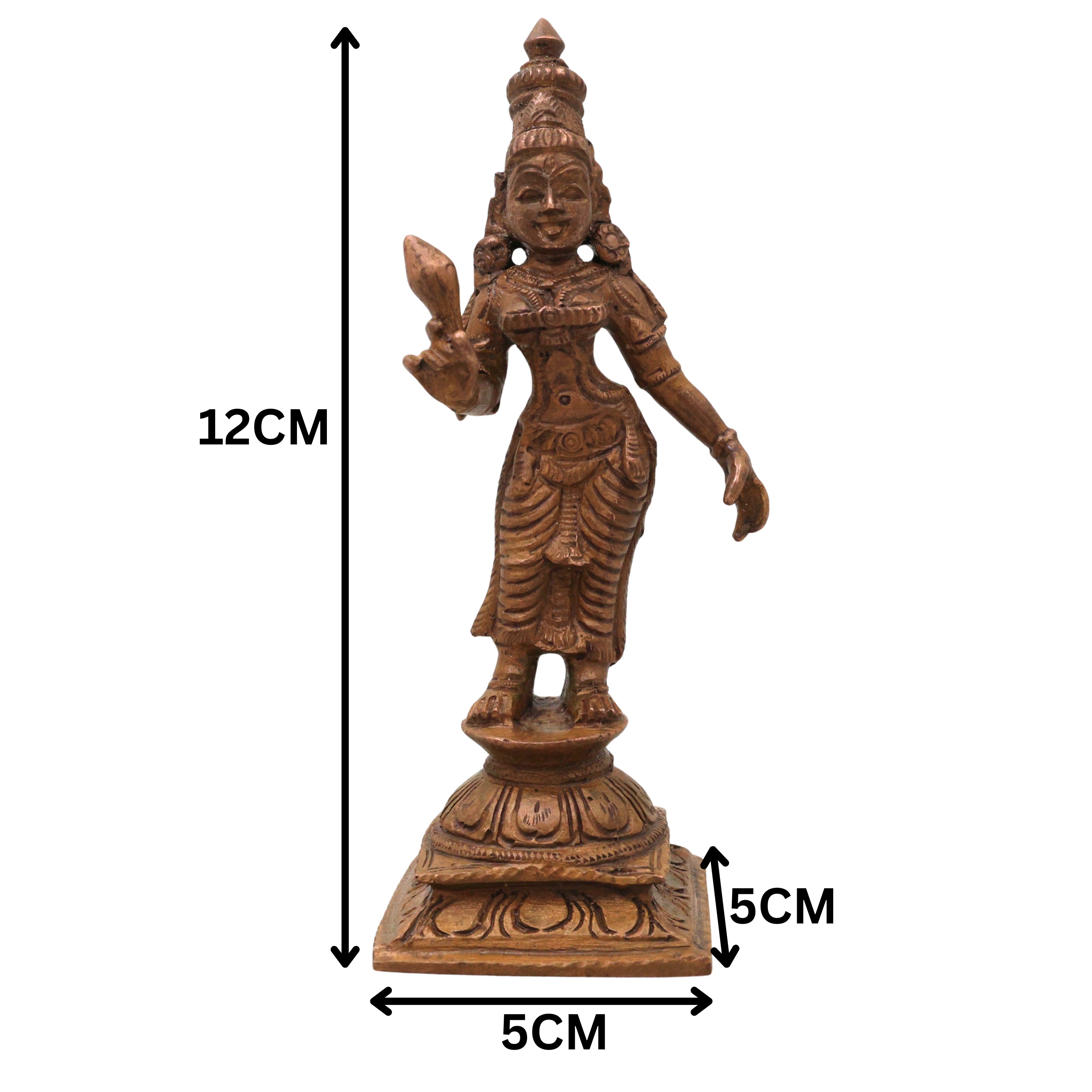 Bronze Sridevi Mahalakshmi Idol Sri Lakshmi Thayar Tirumagal Kamala Padmavati Chola Art Statue, Brown, 4.5 Inch, 1 Piece