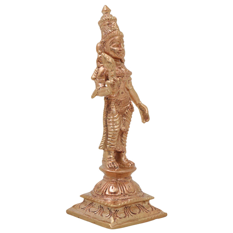 Bronze Shri Devi Idol, Sri Mahalakshmi Lakshmi Narayani Rajalakshmi Kamala Padma Murti, Gold, 5 Inch, 1 Piece