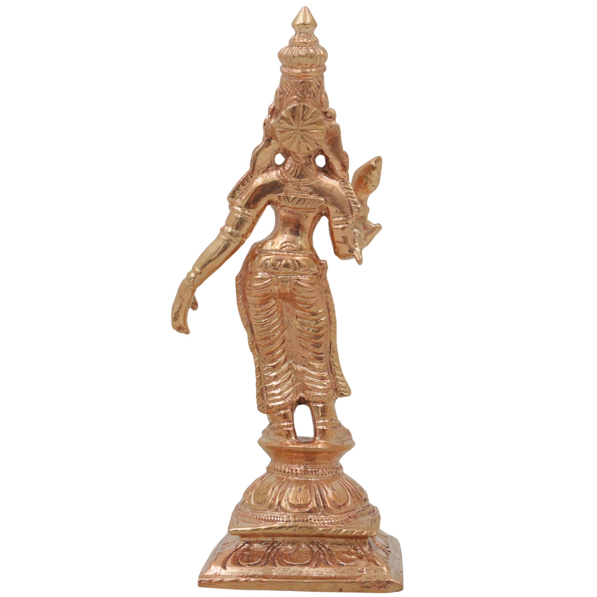 Bronze Shri Devi Idol, Sri Mahalakshmi Lakshmi Narayani Rajalakshmi Kamala Padma Murti, Gold, 5 Inch, 1 Piece