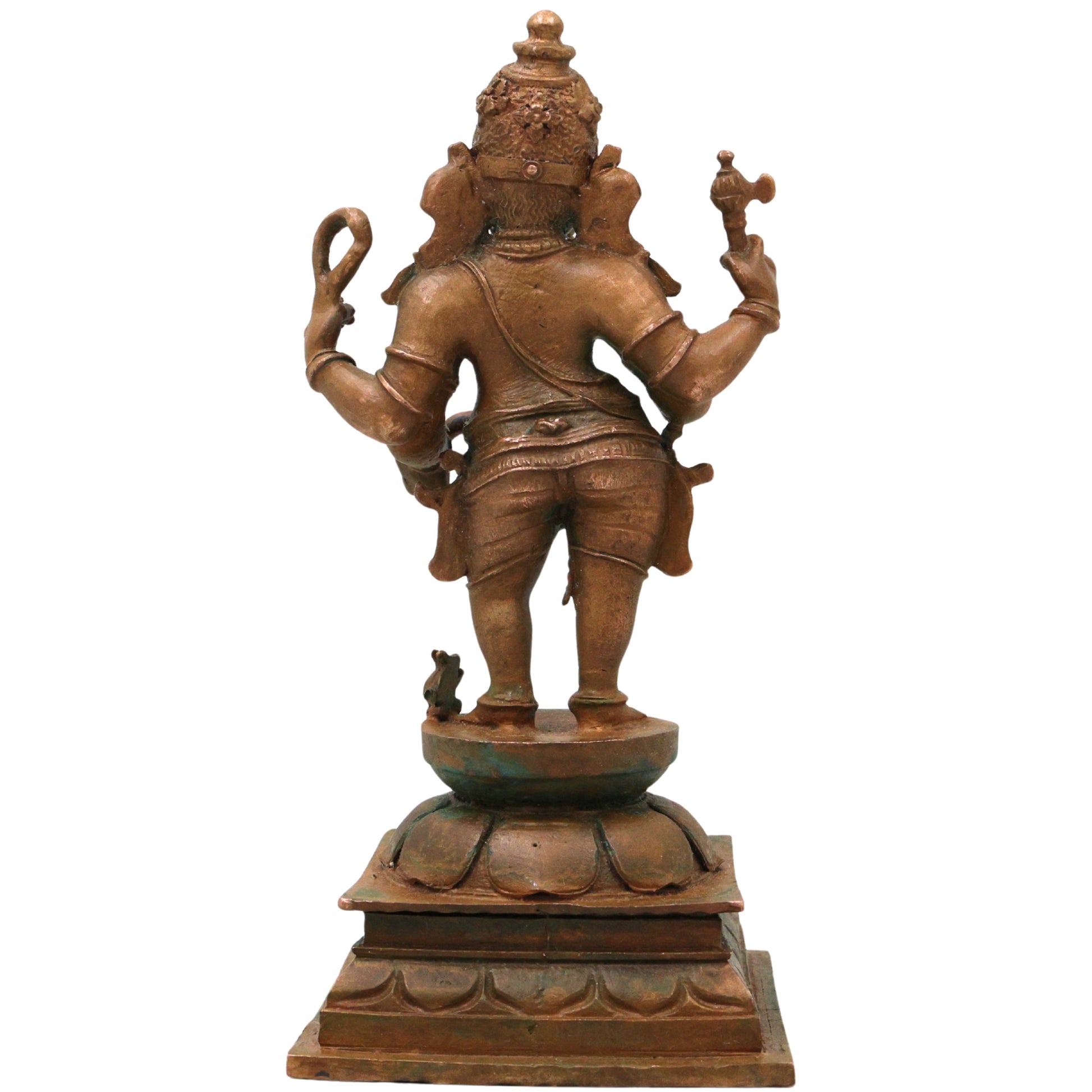 Bronze Ganesha Ganapati Vinayaka Vighneshwara Pillaiyar Panchaloha Style Ganesh Idol Statue, Brown, 6.5 Inch, 1 Piece