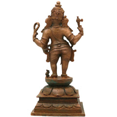Bronze Ganesha Ganapati Vinayaka Vighneshwara Pillaiyar Panchaloha Style Ganesh Idol Statue, Brown, 6.5 Inch, 1 Piece