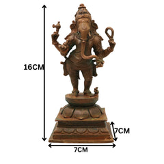Bronze Ganesha Ganapati Vinayaka Vighneshwara Pillaiyar Panchaloha Style Ganesh Idol Statue, Brown, 6.5 Inch, 1 Piece