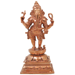 Bronze Ganesha Ganapati Vinayaka Vighneshwara Pillaiyar Ganesh Murti Panchaloha Style Idol Decor, Gold, 6.5 Inch, 1 Piece