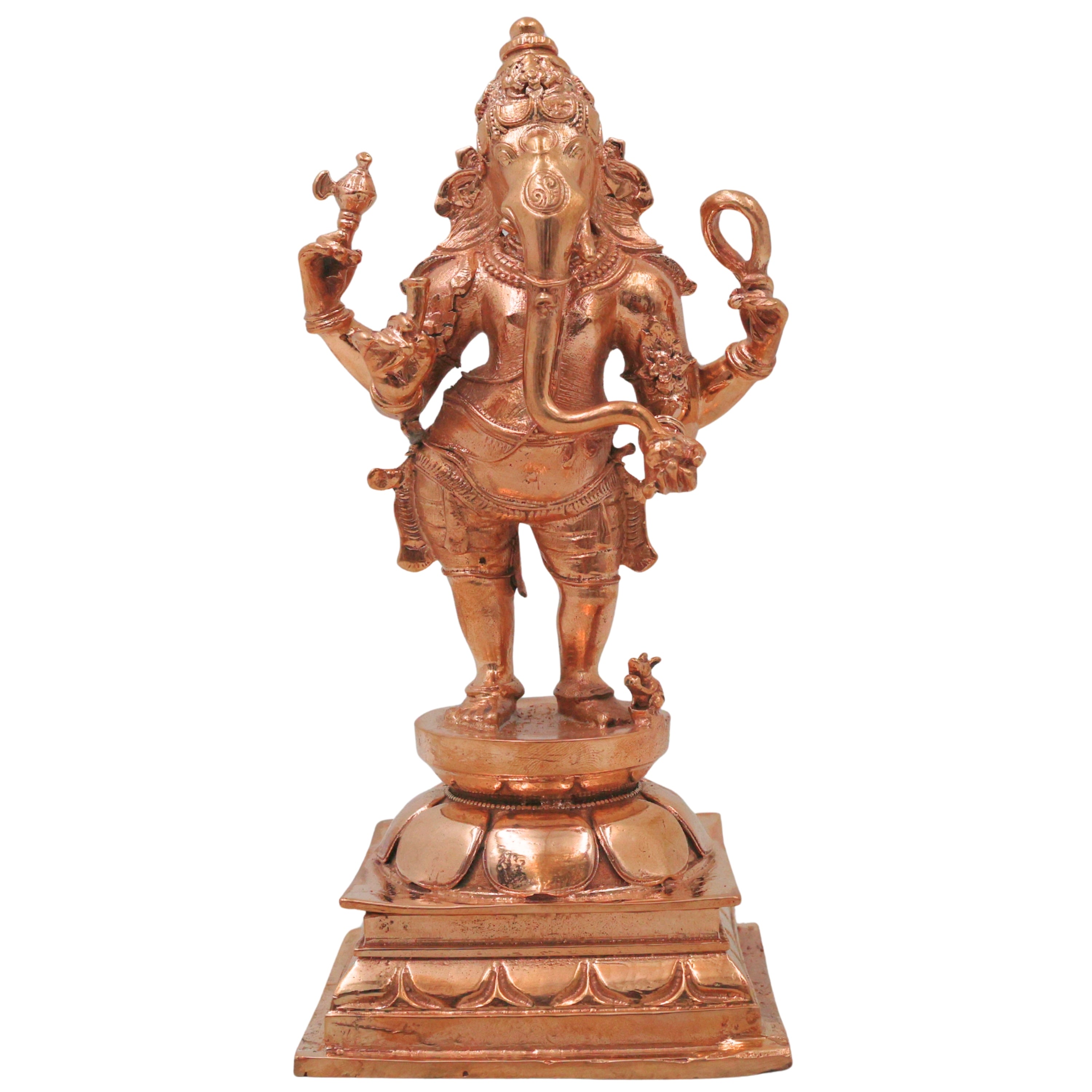Bronze Ganesha Ganapati Vinayaka Vighneshwara Pillaiyar Ganesh Murti Panchaloha Style Idol Decor, Gold, 6.5 Inch, 1 Piece