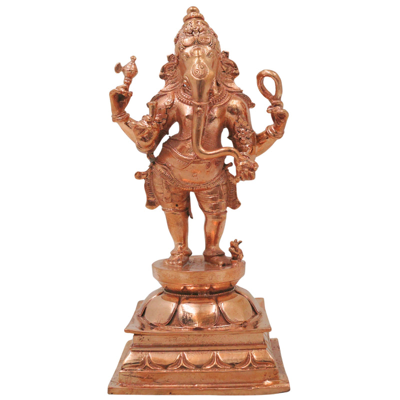 Bronze Ganesha Ganapati Vinayaka Vighneshwara Pillaiyar Ganesh Murti Panchaloha Style Idol Decor, Gold, 6.5 Inch, 1 Piece