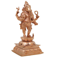 Bronze Ganesha Ganapati Vinayaka Vighneshwara Pillaiyar Ganesh Murti Panchaloha Style Idol Decor, Gold, 6.5 Inch, 1 Piece