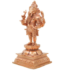 Bronze Ganesha Ganapati Vinayaka Vighneshwara Pillaiyar Ganesh Murti Panchaloha Style Idol Decor, Gold, 6.5 Inch, 1 Piece