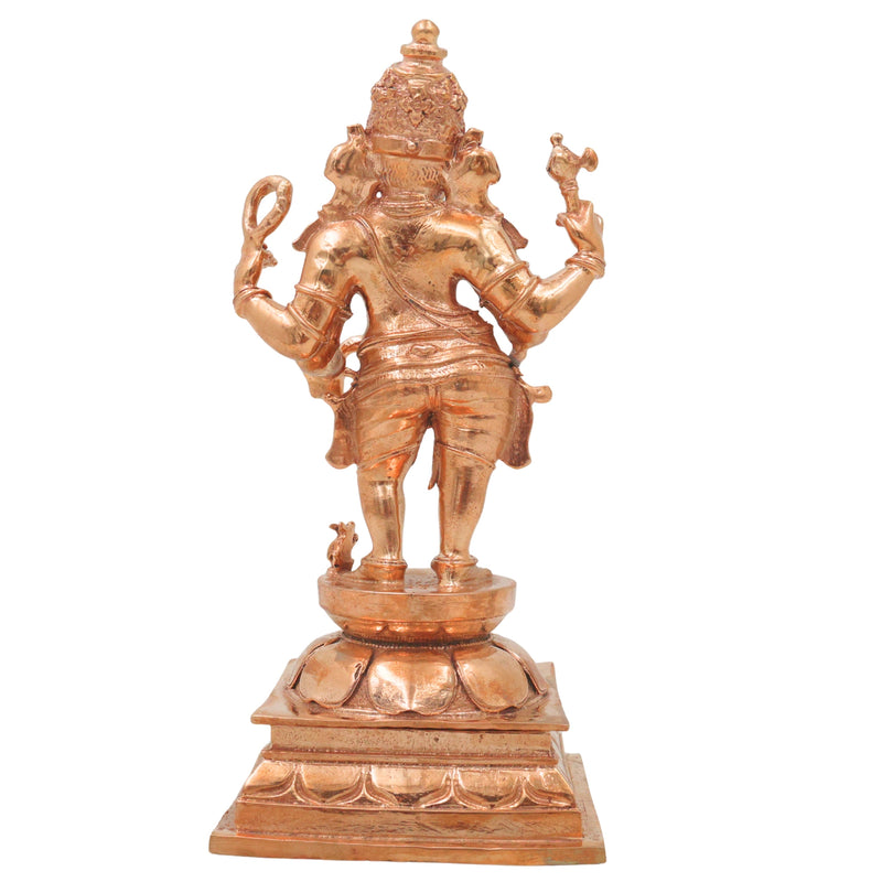 Bronze Ganesha Ganapati Vinayaka Vighneshwara Pillaiyar Ganesh Murti Panchaloha Style Idol Decor, Gold, 6.5 Inch, 1 Piece