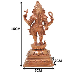 Bronze Ganesha Ganapati Vinayaka Vighneshwara Pillaiyar Ganesh Murti Panchaloha Style Idol Decor, Gold, 6.5 Inch, 1 Piece