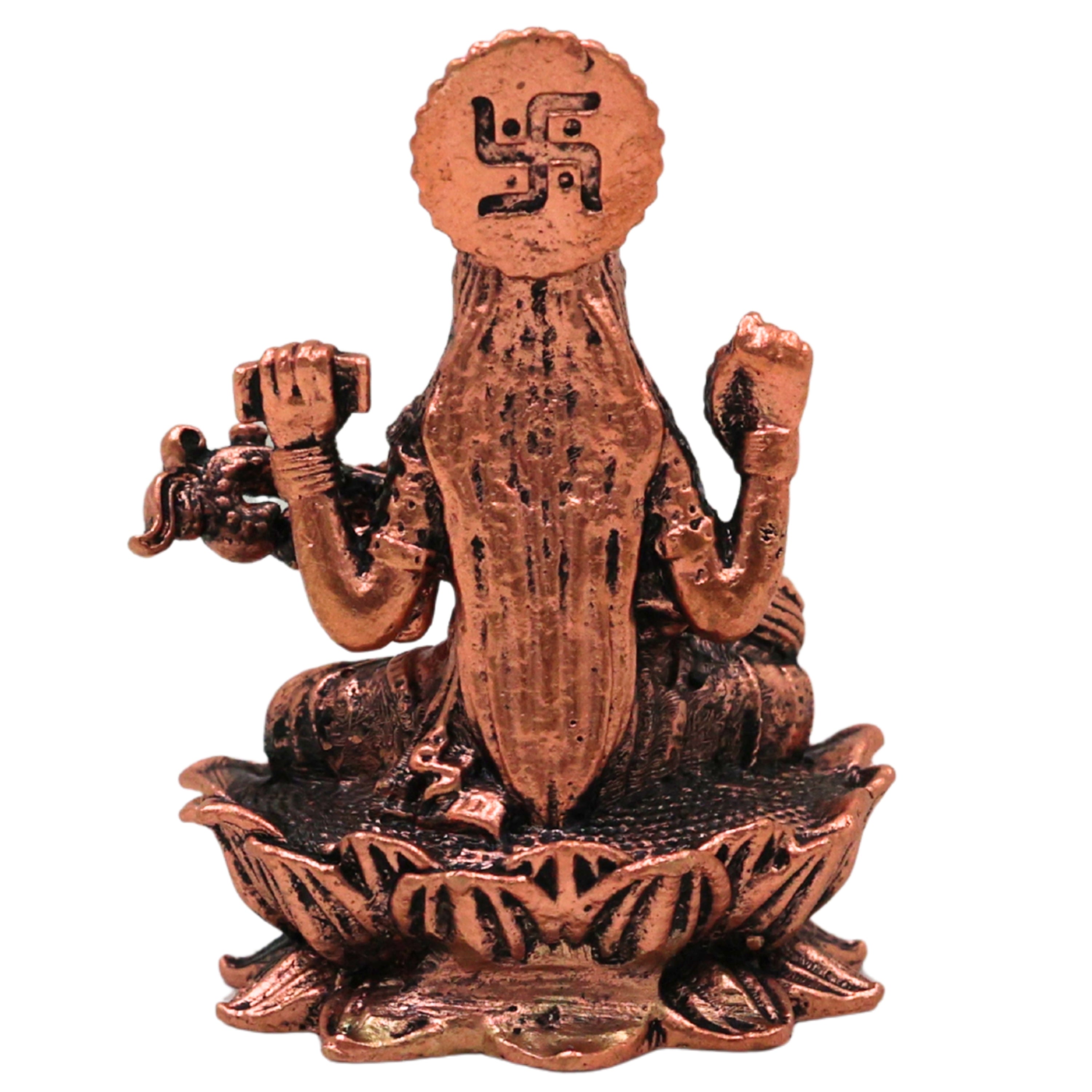 Copper Saraswati Idol Tamra Saraswathi Murti Vagdevi Veena Vadini Sharada Devi Bharati Kalaivani Vidya Saraswati Hansavahini Pustaka Dharini Statue for Puja Home Decor Temple Sculpture, Brown, 2 Inch, 1 Piece