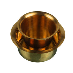 Brass Cup with Lid Hot Case, Peetal Pittal Covered Tea Coffee Cup, Brass Tumbler with Cover for Hot Beverages, Gold, 2.5 Inch, 1 Piece