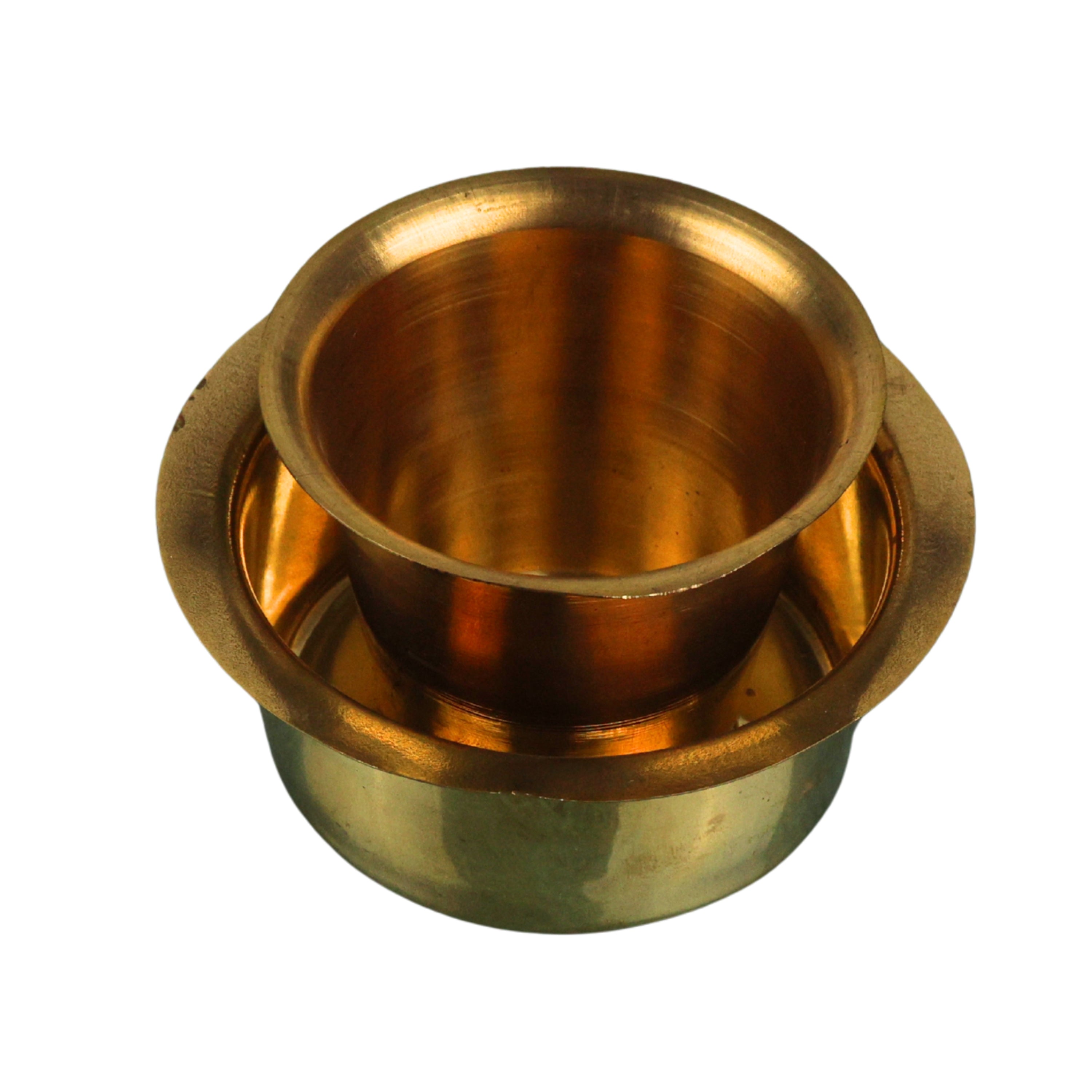 Brass Cup with Lid Hot Case, Peetal Pittal Covered Tea Coffee Cup, Brass Tumbler with Cover for Hot Beverages, Gold, 2.5 Inch, 1 Piece