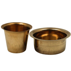 Brass Cup with Lid Hot Case, Peetal Pittal Covered Tea Coffee Cup, Brass Tumbler with Cover for Hot Beverages, Gold, 2.5 Inch, 1 Piece