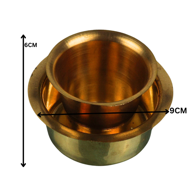 Brass Cup with Lid Hot Case, Peetal Pittal Covered Tea Coffee Cup, Brass Tumbler with Cover for Hot Beverages, Gold, 2.5 Inch, 1 Piece