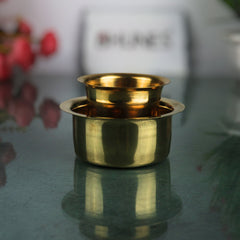 Brass Cup with Lid Hot Case, Peetal Pittal Covered Tea Coffee Cup, Brass Tumbler with Cover for Hot Beverages, Gold, 2.5 Inch, 1 Piece