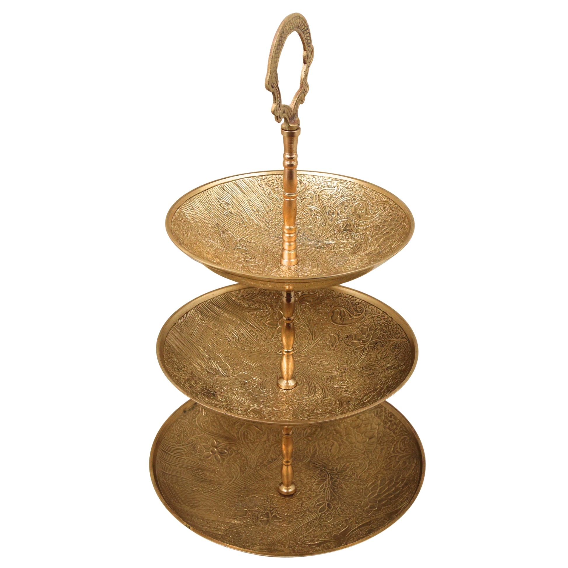 Brass Fruit Bowl, Peetal Fruit Basket, Decorative Dry Fruit Serving Bowl,  Offering Bowl for Dining Table, Gold, 15.5 Inch, 1 Piece