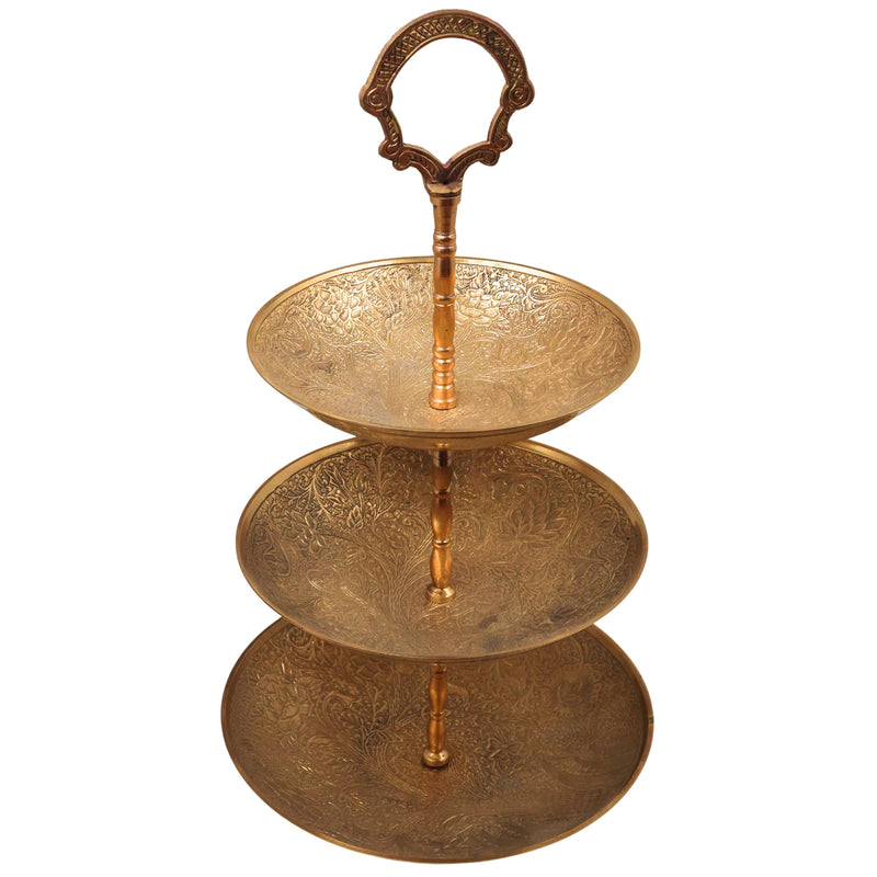 Brass Fruit Bowl, Peetal Fruit Basket, Decorative Dry Fruit Serving Bowl,  Offering Bowl for Dining Table, Gold, 15.5 Inch, 1 Piece