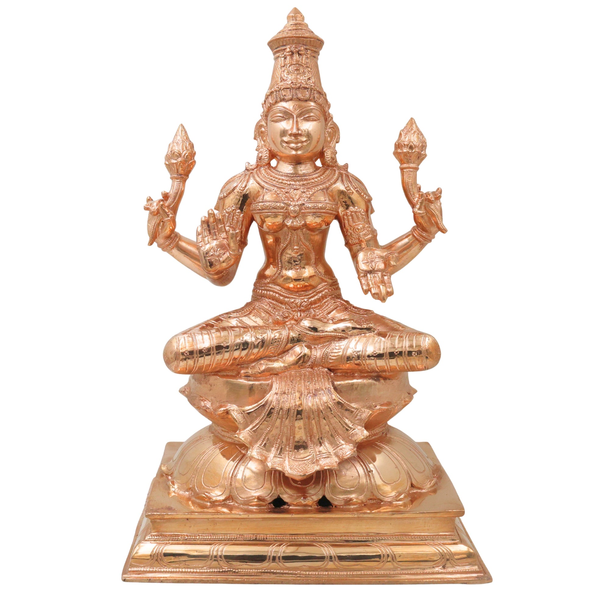 Bronze Mahalakshmi Idol Sri Lakshmi Devi Murti, Laxmi Ji, Kamala Narayani Sridevi Pooja Vastu Home Decor Temple Statue 43cm, Gold, 17 Inch, 1 Piece